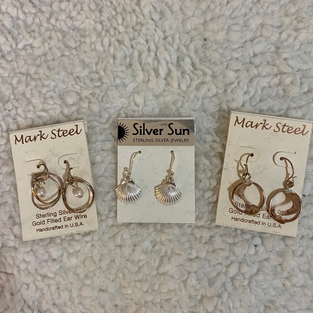 THREE pairs of sterling earrings bundle